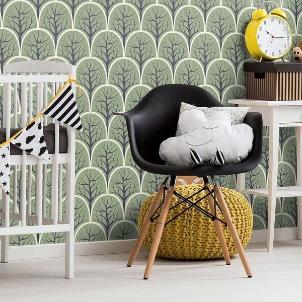 Green and Brown Forest Baby Peel and Stick Removable Wallpaper