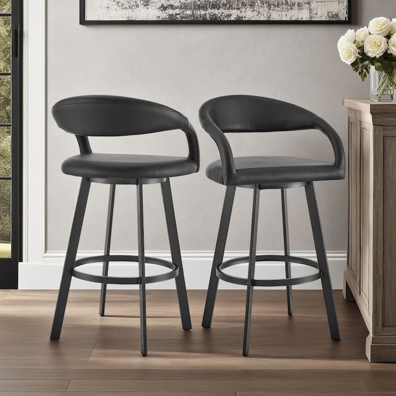 Ramona Modern Swivel Bar Stool, Upholstered Counter Height Chair with Iron Frame