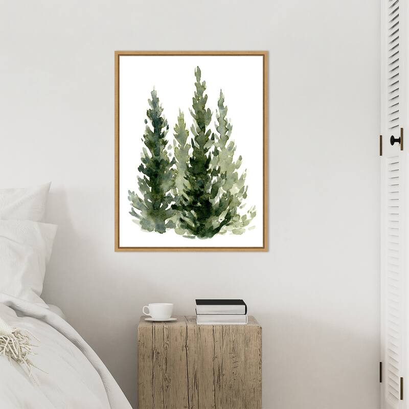 Simple Evergreens II by Emma Caroline Framed Canvas Wall Art - Sylvie Maple