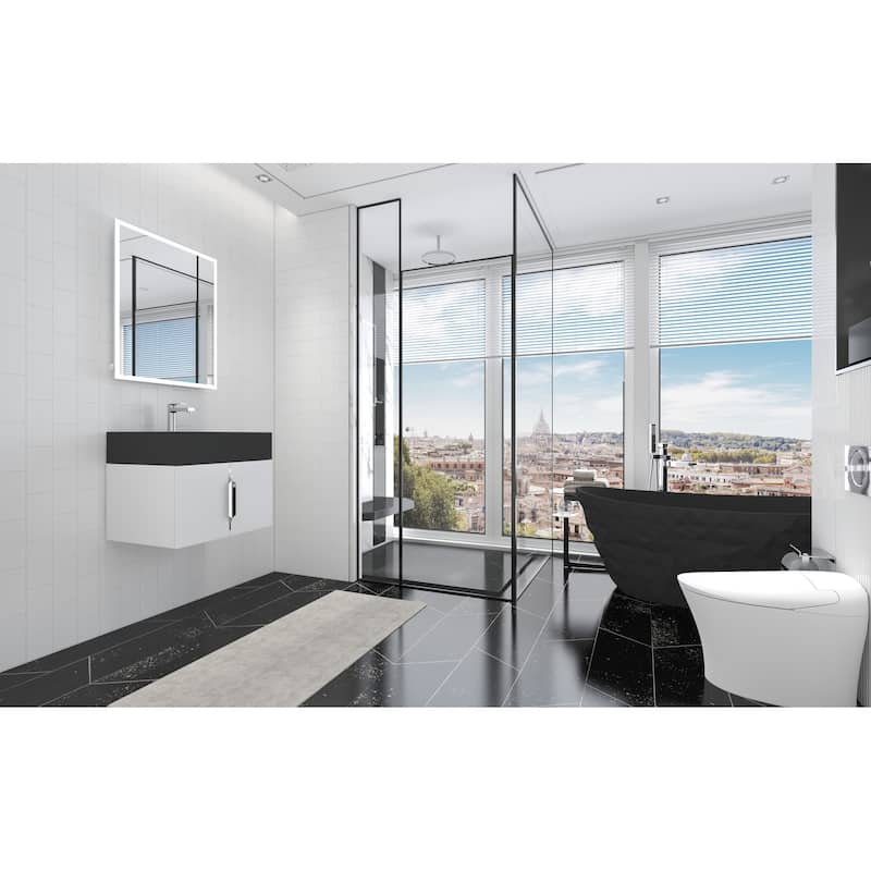 Nile 24-Inch Wall Mounted Bathroom Vanity Set w/ Black Top