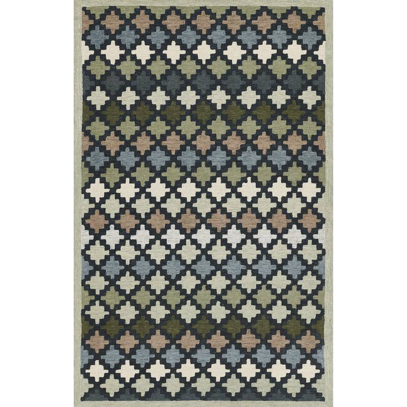 Erin Gates by Momeni Abbott Diamond Trellis Hand Tufted Wool Area Rug - Blue - Rectangle - 9' X 12'