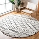 preview thumbnail 27 of 166, SAFAVIEH Arizona Shag Lotta Moroccan 1.2-inch Thick Rug 3'2" Round - Ivory/Black - Round