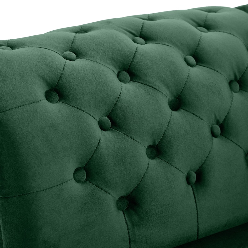 Christopher Knight Home - Bressi Modern Velvet Upholstered Chaise Lounge with Tufted Backrest, Nailhead Trim & Pillow