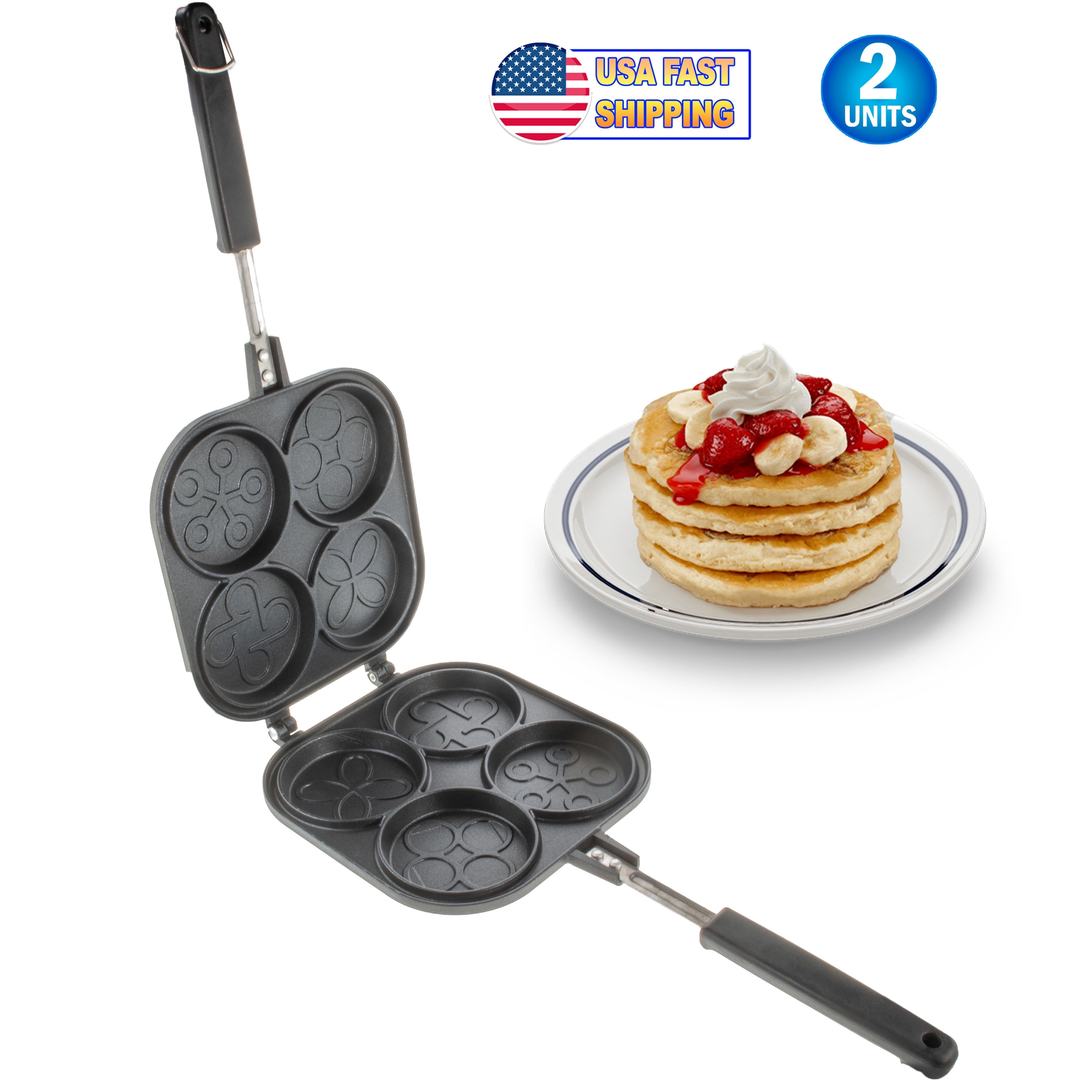 Non Stick 4-Cup Egg Frying Pan with flipping Lid Aluminum Pancake