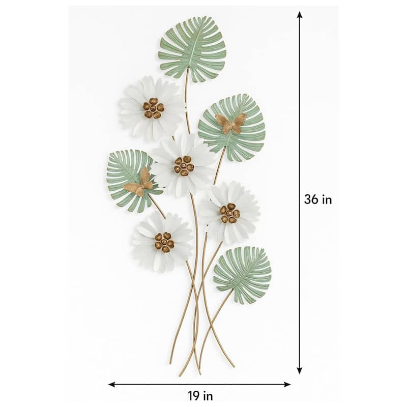 Aria Home Daisy Bouquet Floral Wall Art Vertical 3D Metal Sculpture