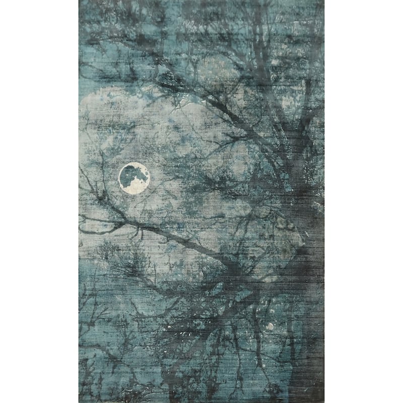 Hand-knotted Modern Silk Green Abstract Oriental Area Rug - 7' 11'' X 4' 11''