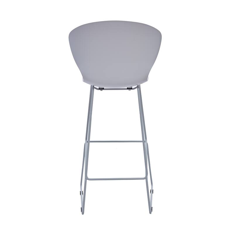 HomeRoots Set of Two 30" Gray Heavy Duty Plastic and Metal Low Back Bar Height Bar Chairs
