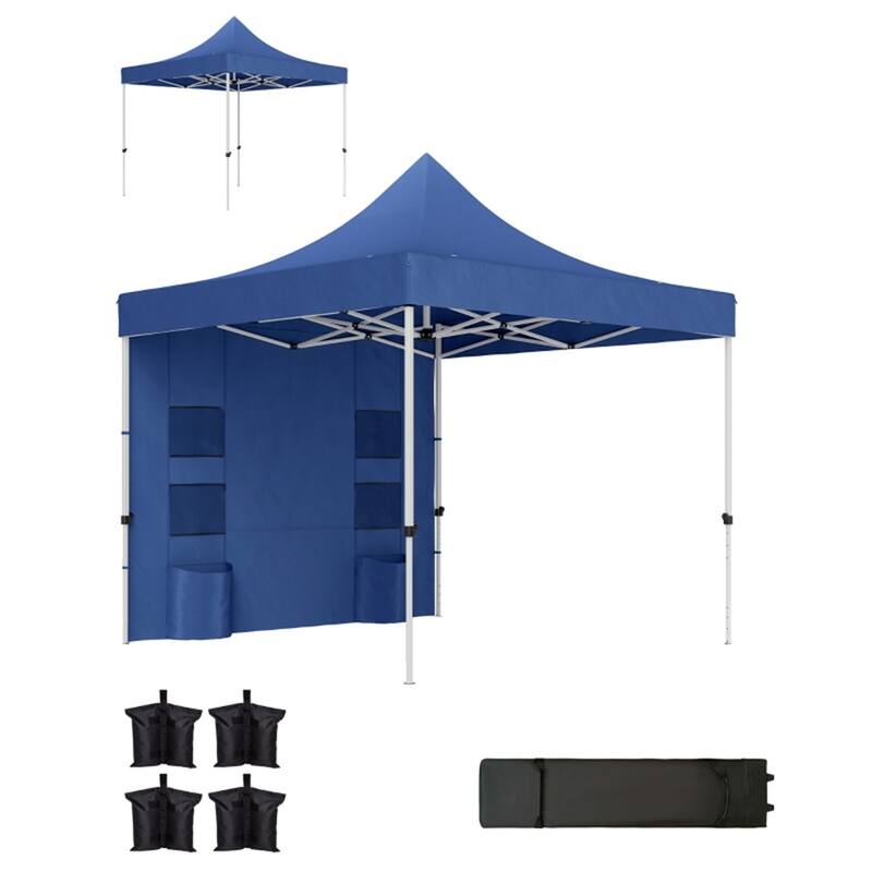 Premium Foldable Gazebo for Outdoor Events with UPF50 Sun Protection Adjustable Height and Portable Wheeled Bag - Blue