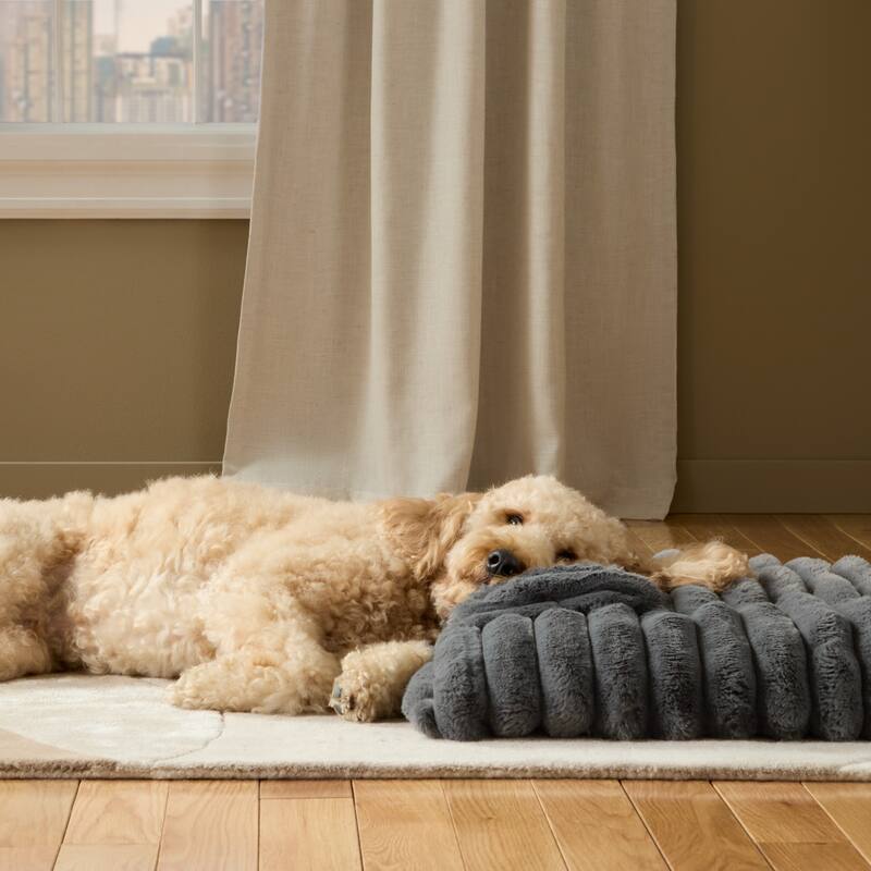 TOWN & COUNTRY LUXE CuddleTown Ribbed Bubble Stripe Pillow Crate Mat Pet Bed Dark Grey XS Dogs