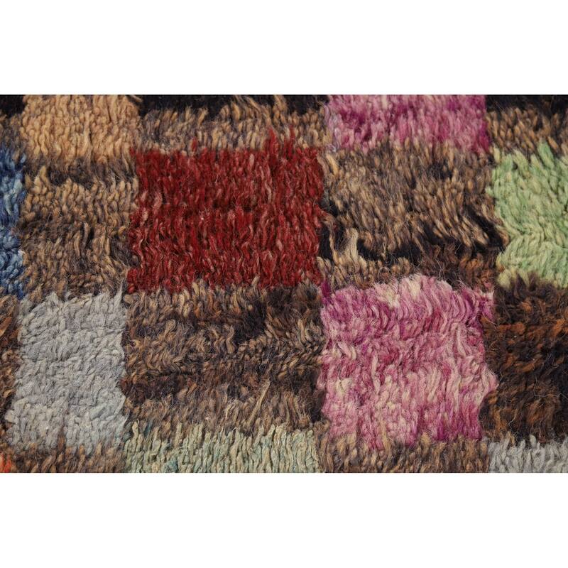 Hand Knotted Oriental 100% Wool Carpet Modern All-Over Multi-Colored Moroccan Area Rug - 8' 5'' X 4' 10''