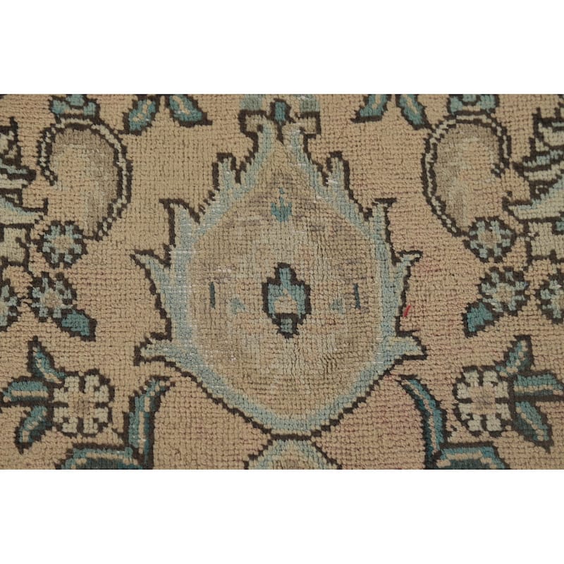 Peach Tabriz Vintage Persian Area Rug Hand-Knotted Wool Carpet - 6'8" x 9'8"