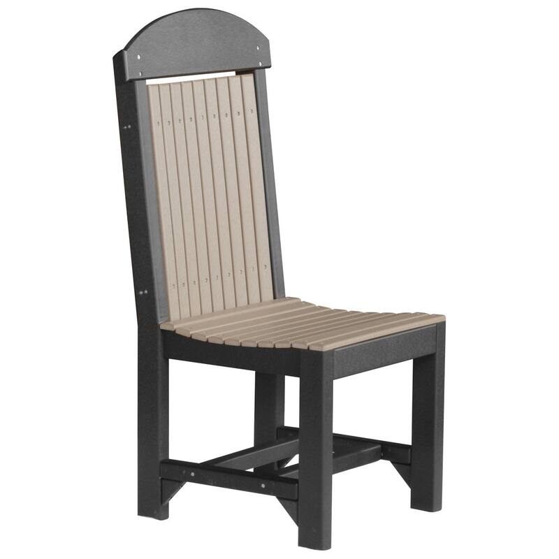 Set of 4 Poly Lumber Classic Dining Chairs - Side Chair - Weatherwood & Black - Dining Height