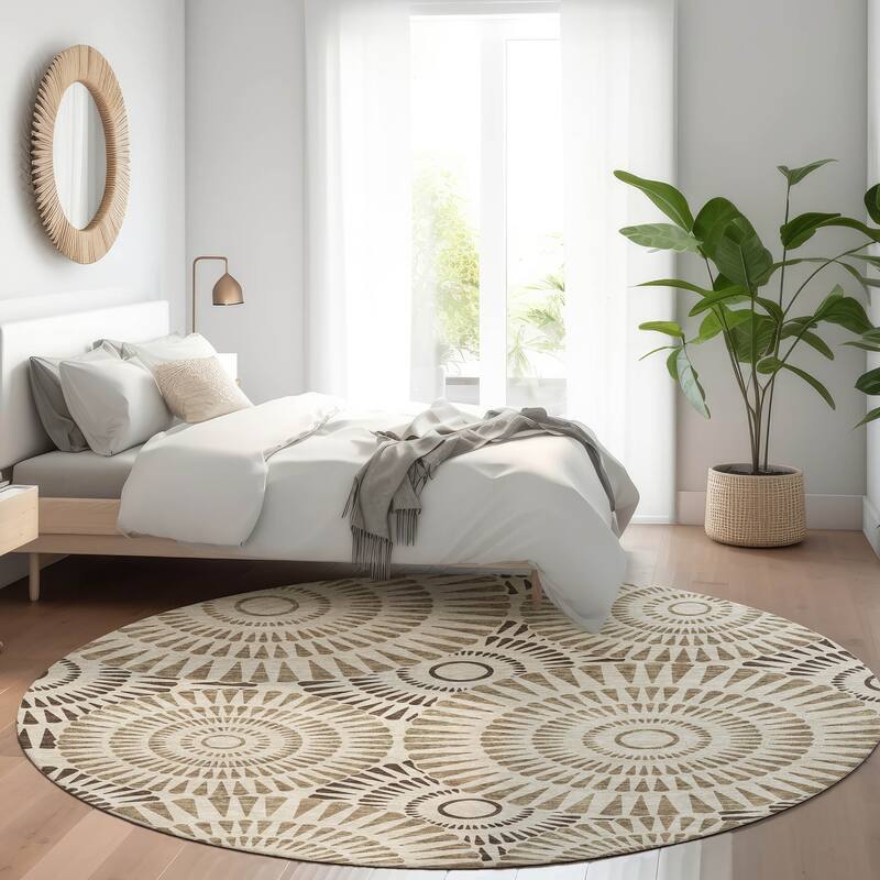 Premium Washable Super Soft Casual Geo Mayfield Rug - Brown - 8' x 8'