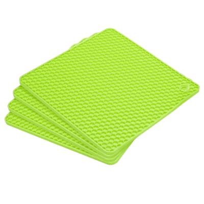 Silicone Trivet Mats 4pcs, Hot Pads Pot Holder for Countertop-Green - Green