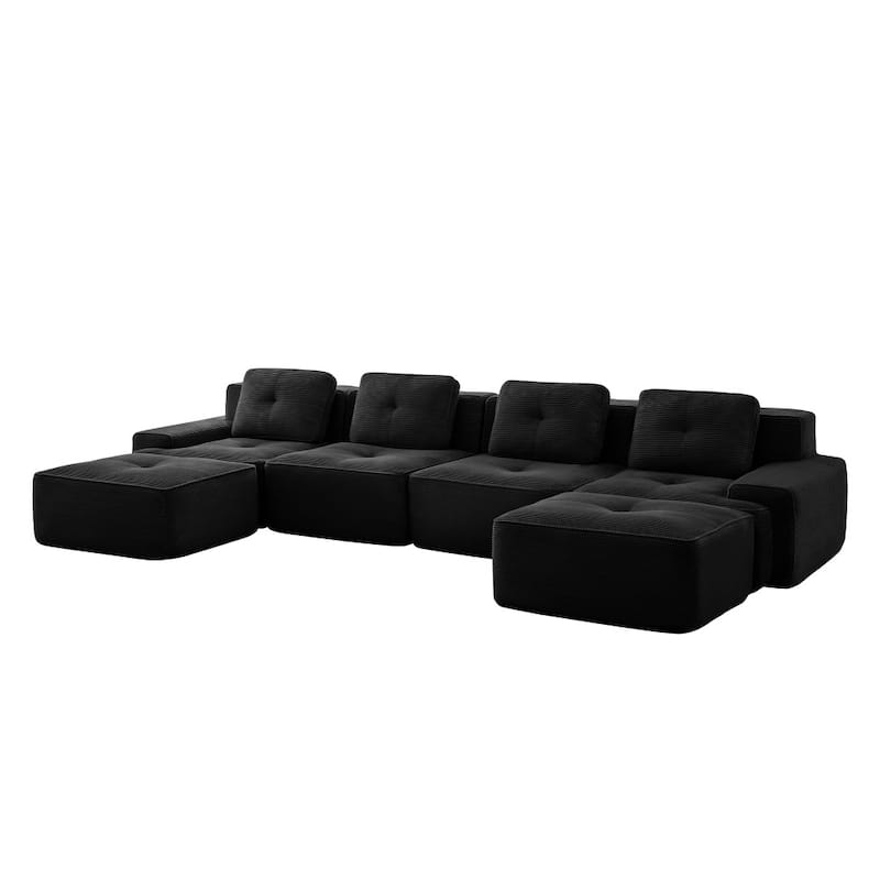152.8" Modern U-Shaped Modular Anti-slip Design Sectional Sofa with 2 Ottomans