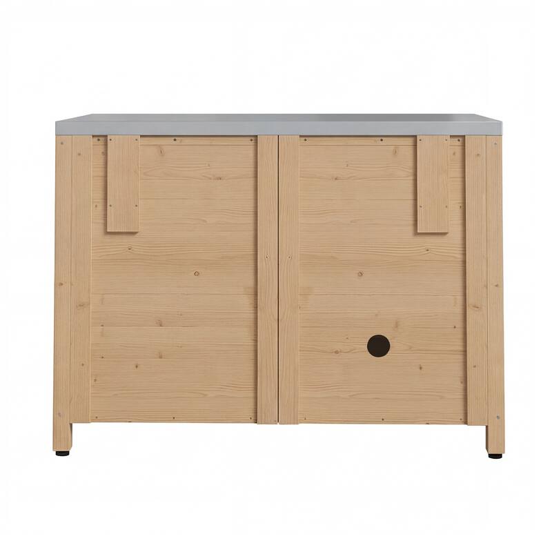 Modular Outdoor Kitchen Island Set, 100% Solid Wood BBQ Cabinet , Patio Kitchen Bar Table