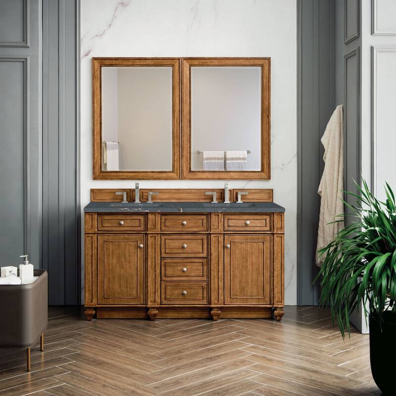 James Martin Vanities 157-V60D-3PBL Bristol 60" Double Basin Walnut