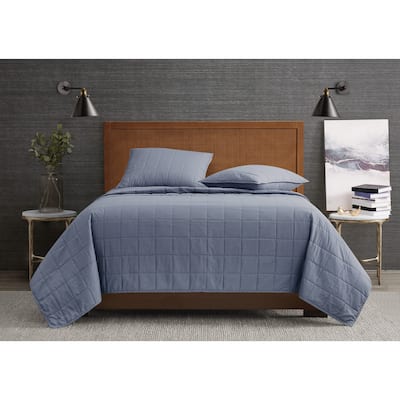 London Fog Garment Wash Solid 3 Piece Quilt Set