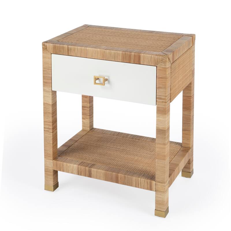 Corfu 1 Drawer Natural Raffia Nightstand