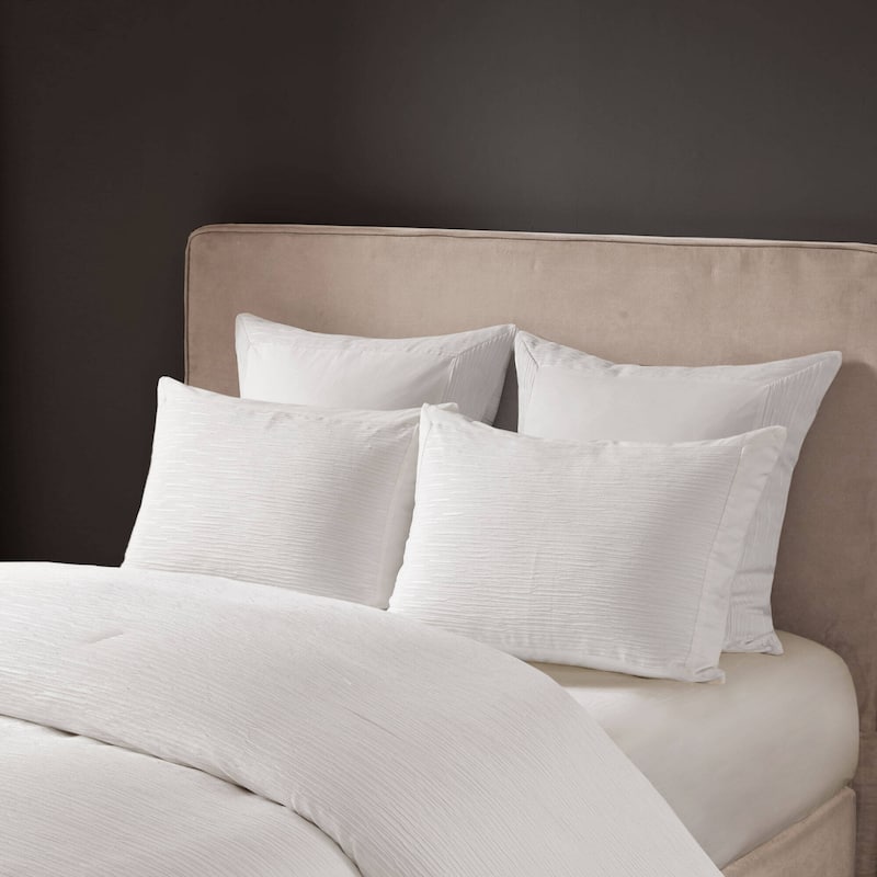 N Natori Hanae Cotton Blend Yarn Dyed 3 Piece Comforter Set 2-Color Option