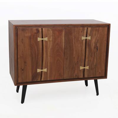 A&B Home Asther Two Door Cabinet - Natural/Black