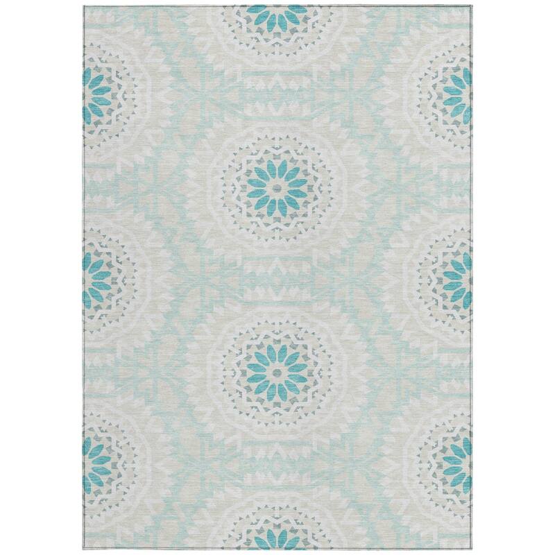 HomeRoots Floral Medallion Transitional Rectangle Outdoor Rug