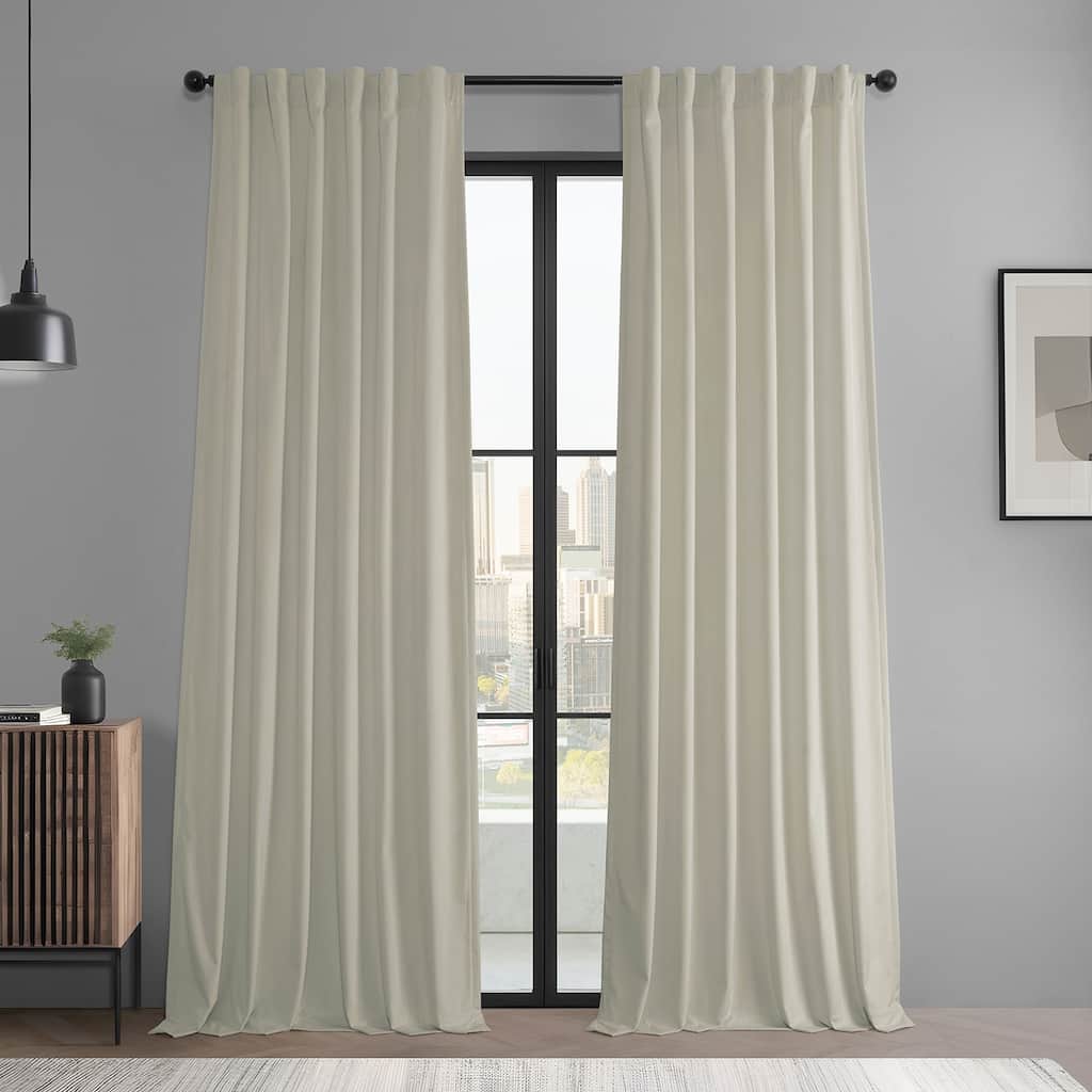 Exclusive Fabrics Basic Deluxe Velvet Room Darkening Curtain Pair - 2 Panels Window Curtains
