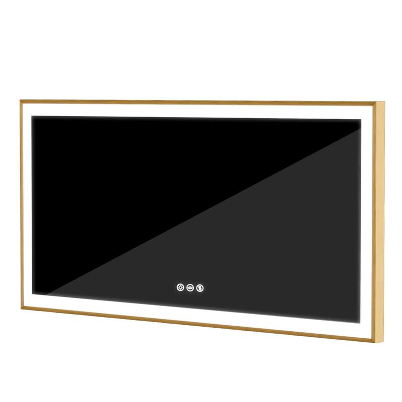 Gold Aluminium Alloy Frame Illuminated LED Bathroom Mirror