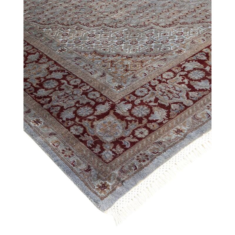 Overton Hand Knotted Wool Vintage Inspired Modern Contemporary Overdyed Gray Area Rug - 6' 1" x 9' 5"