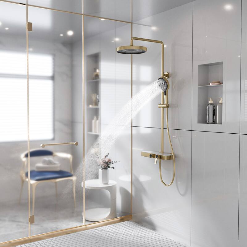 Modland 3-Function Wall Mount Shower System with Tub Spout 10.8" Rainfall Shower & Handheld Shower