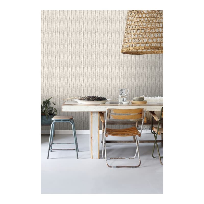 ESTA Home Hart Cream Chevron Fabric Wallpaper - 20.5 x 396 x 0.025