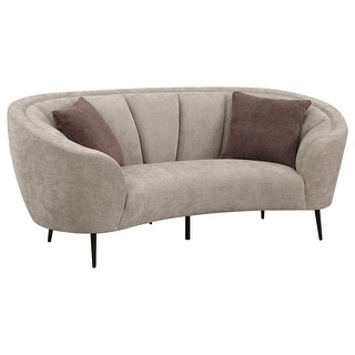 Ellorie Upholstered Channel Back Curved Chair Beige