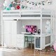 preview thumbnail 1 of 22, Full Size Loft Bed with Integrated Wardrobe, Desk, and Storage Drawers, Space-Saving White Design White