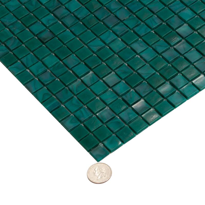 Apollo tile 12" x 12" Skosh Glossy Dark Green Glass Tile (18.69 sq ft/case) - 20 Pack