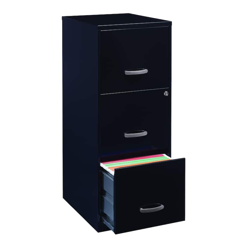 Space Solutions 3-drawer Black Steel File Cabinet - Black - Letter