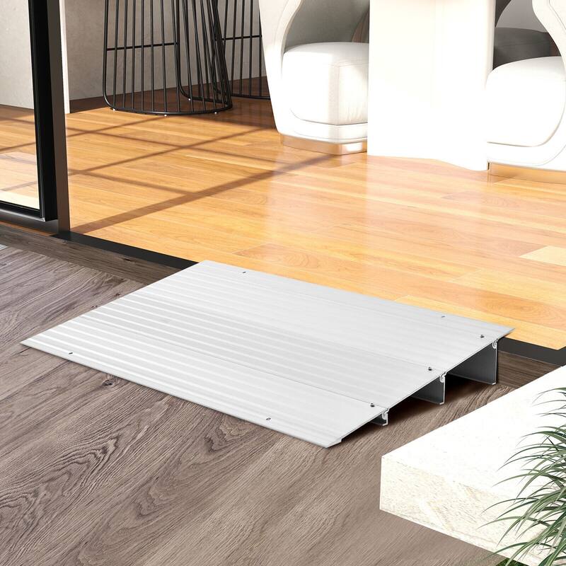 Gymax 3'' Door Threshold Ramp Aluminum Adjustable Rise Entry Ramp for