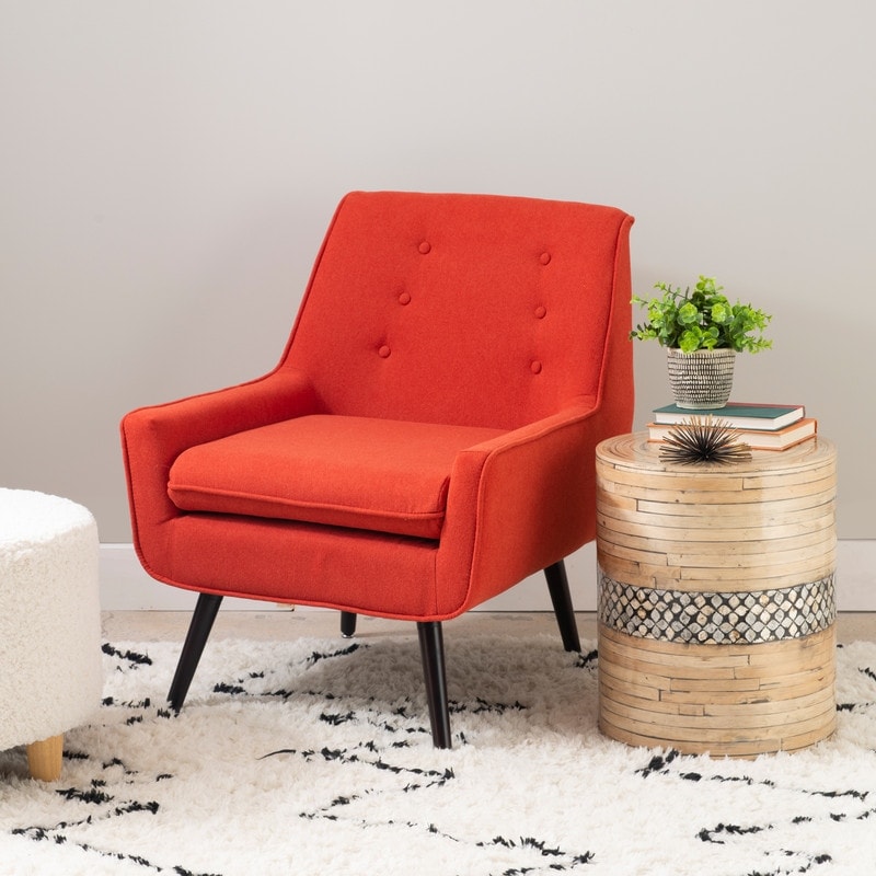 Linon Liz Pimento Mid-Century Button-Tufted Chair