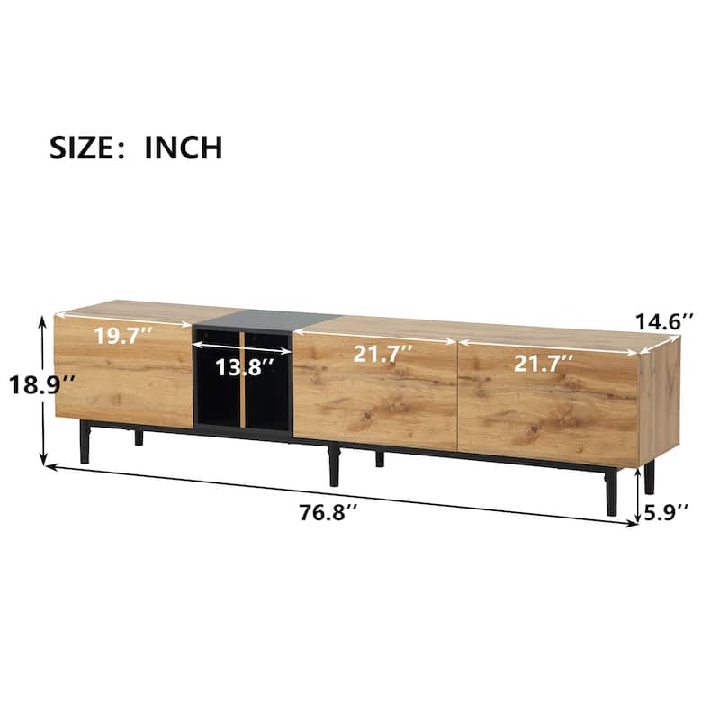 Modern TV Stand for 80'' TV with 3 Doors for Living Room