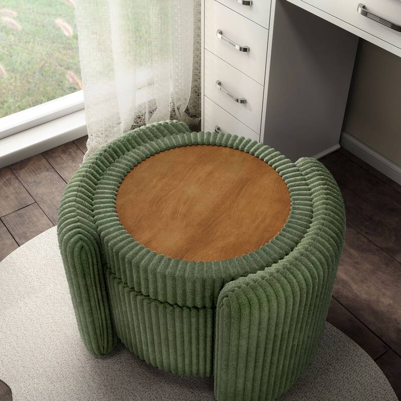 24/7 Shop At Home Modern Round Chenille Storage Ottoman with Flip Top