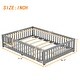 preview thumbnail 4 of 6, Full Size Bed Floor Bed with Safety Guardrails and Door for Kids, Gray