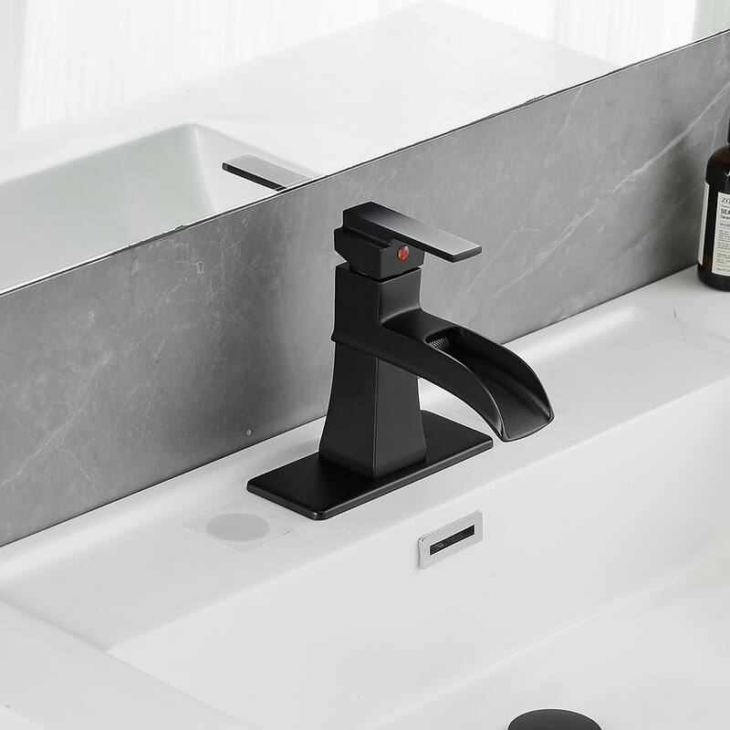 Single-handle Bathroom Waterfall Sink Faucet with Drain and Deckplate