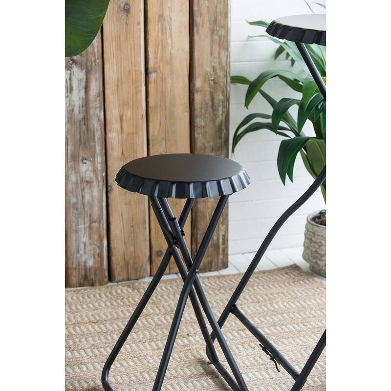 2-in-1 Industrial Foldable Side Table Set with Foldable Legs