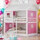 preview thumbnail 2 of 8, Playhouse Design Full Size Bunk Wood House Bed with Tent, Pink+White
