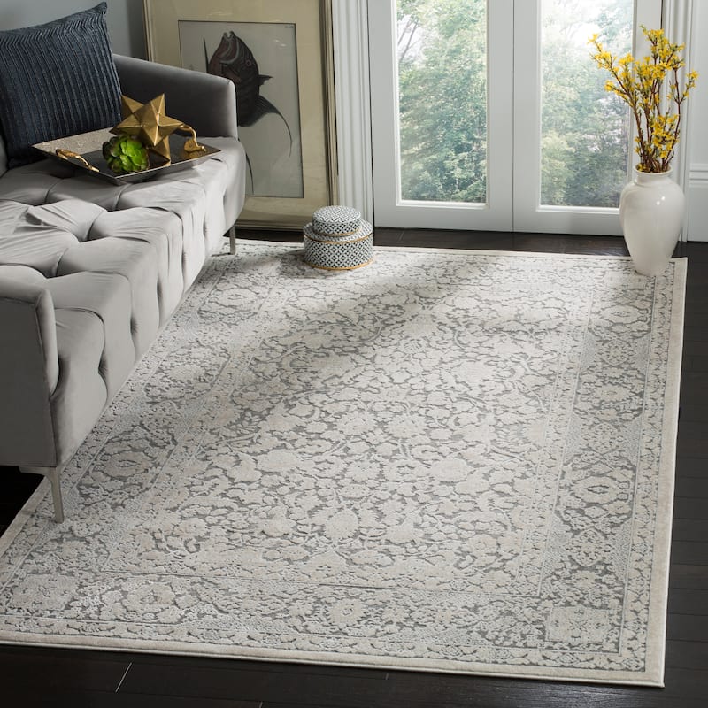 SAFAVIEH Reflection Eulah Modern Oriental Polyester Rug - 4' x 6' - Dark Grey/Cream