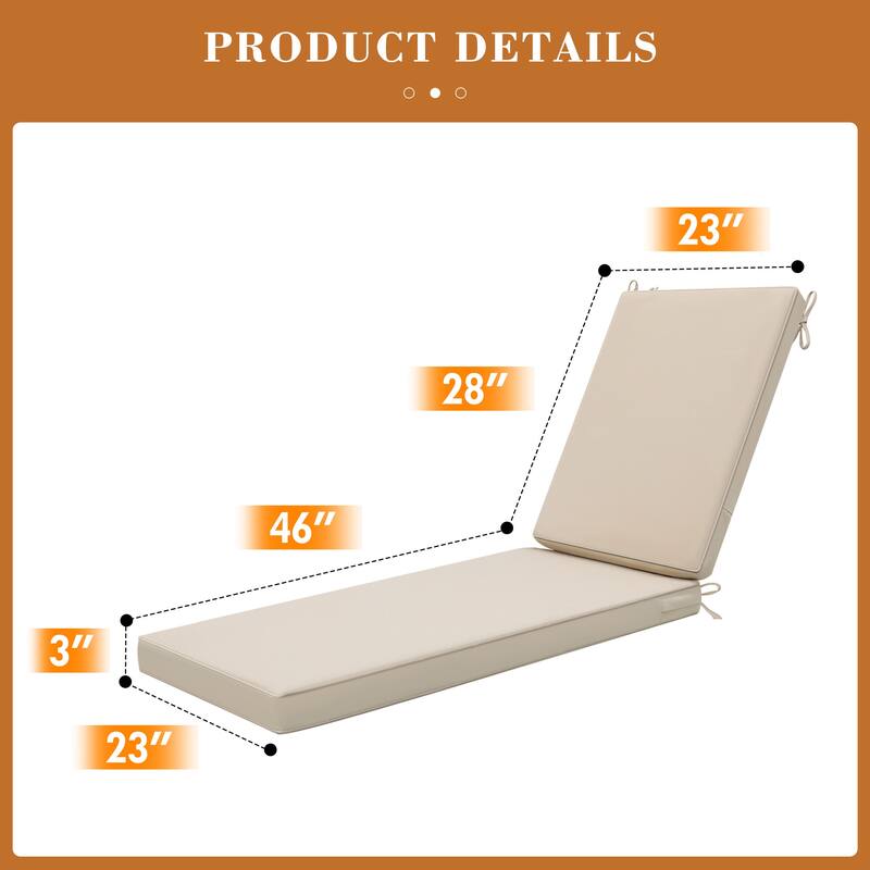 Outdoor Waterproof Chaise Lounge Cushions for Patio Furniture