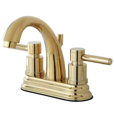 Concord Two-Handle 3-Hole Deck Mount 4 in. Centerset Bathroom Faucet in Polished Brass