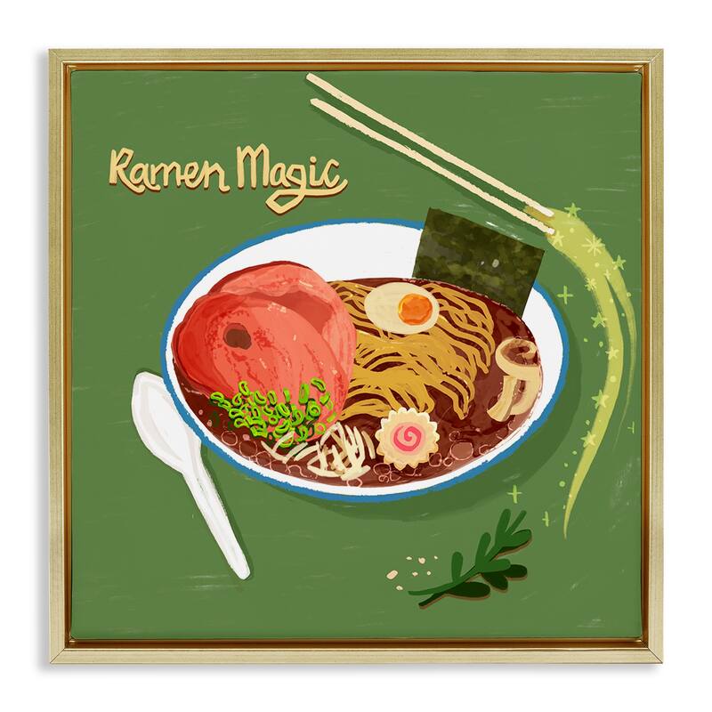 Stupell Ramen Magic International Meal Framed Floater Canvas Wall Art Design By Juliet Rose Philips - 25 x 25 - Gold