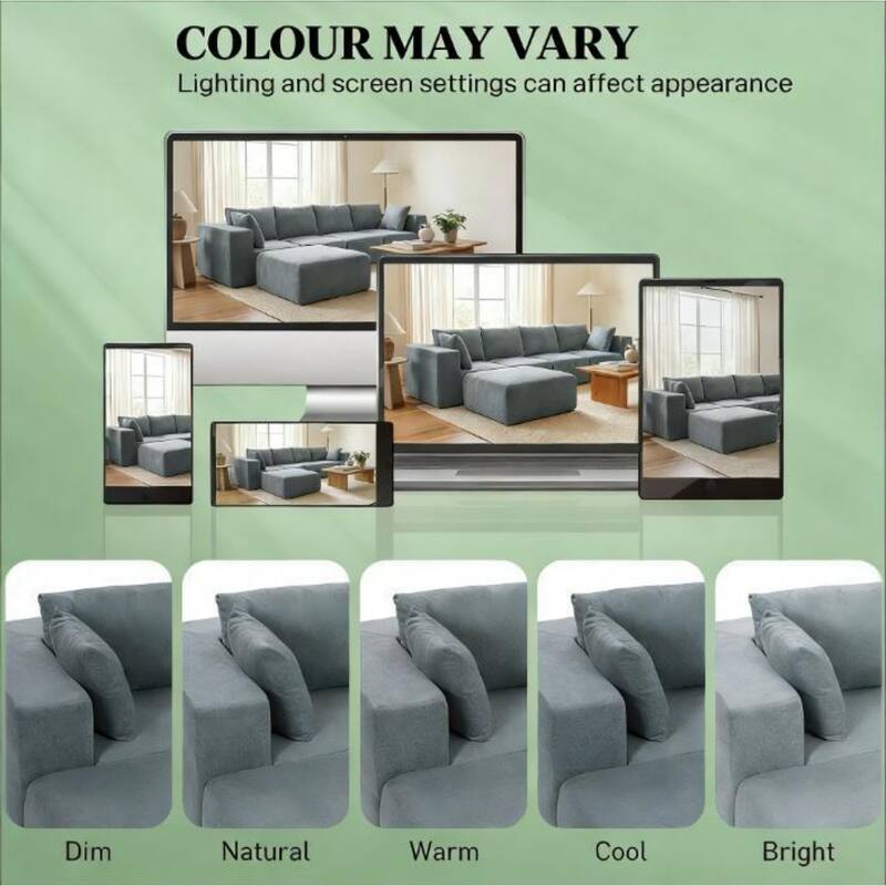 115.7" Velvet Sectional Sofa with 2 Ottomans, No Assembly Required