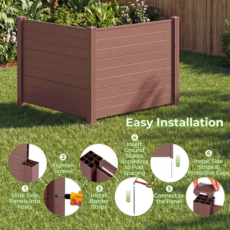Gymax 48'' x 38'' Air Conditioner Fence 4 Panels w/Metal Ground Stakes