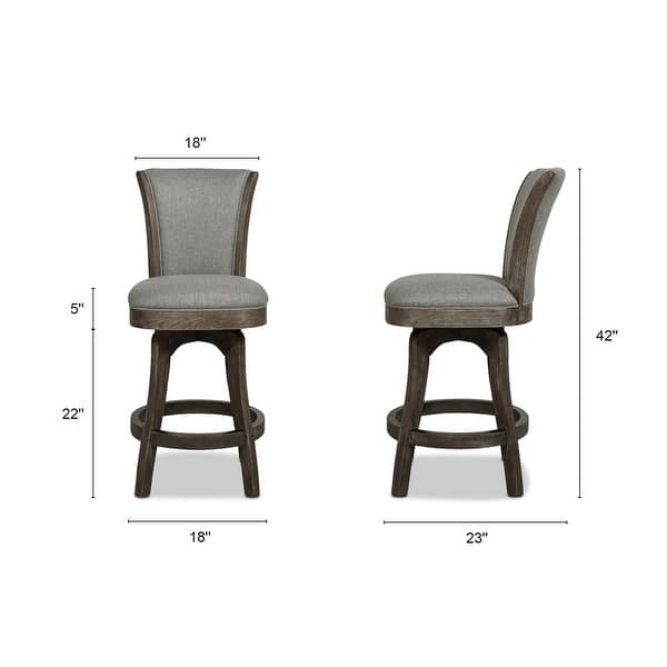 dimension image slide 0 of 3, Henry 27" Swivel Upholstered Counter Height Bar Stool
